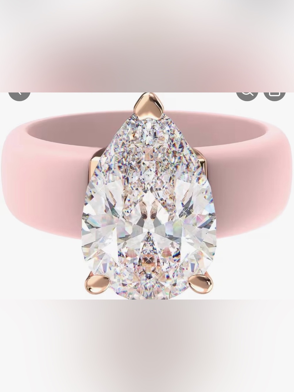 Pink Teardrop Crystal Ring for Women - Elegant Statement Band